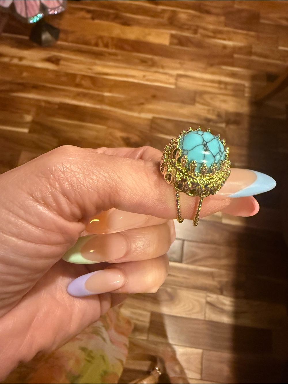 Texas Turquoise Gold Statement Ring by Just Me Gems - Picture 2 of 4